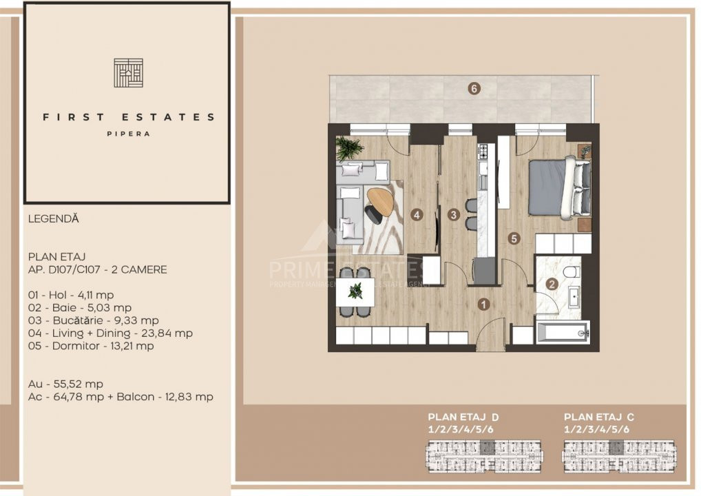 Apartamente de 2 camere de vânzare, First Estate Pipera, Faza I - 2024