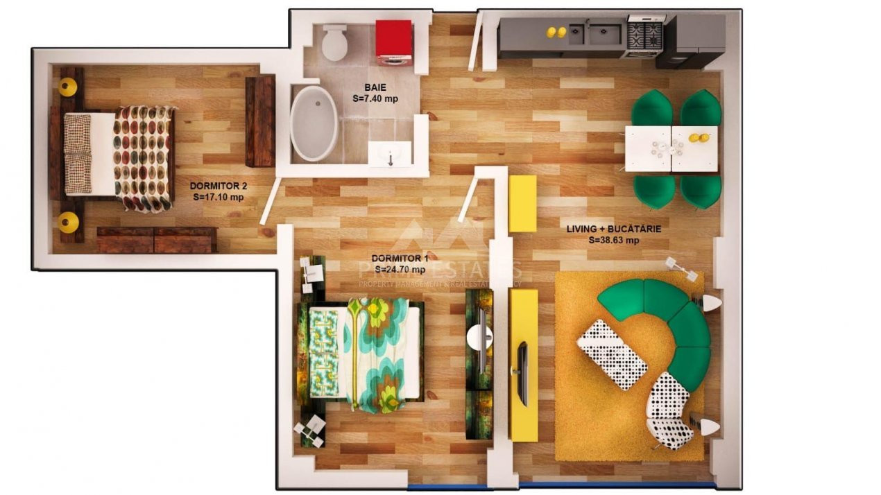 Inchiriere apartament 2 camere, cu parcare în Rin Nord, Otopeni