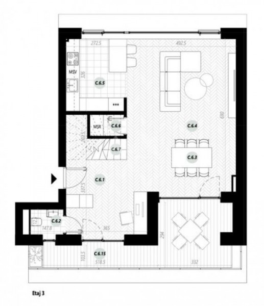 Proiect nou! Penthouse 4 camere cu terasa si 2 locuri parcare incluse