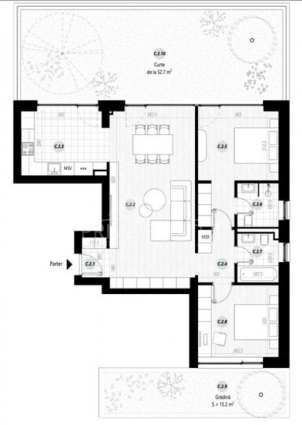 Proiect nou! Apartament 3 camere cu 60 mp gradina si parcare inclusa