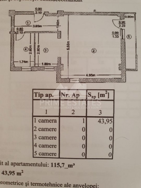 De inchiriat garsoniera spatioasa, suprafata totala 48 mp cu loc parcare inclus